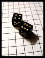 Dice : Dice - 6D - Pair Balck With Shiney Gold Pips